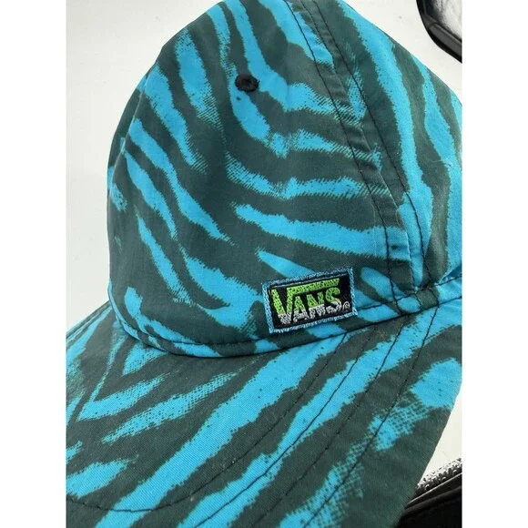 VANS OFF THE WALL Hat Cap Adult Teal Blue Zebra Print Snapback - Picture 9 of 9